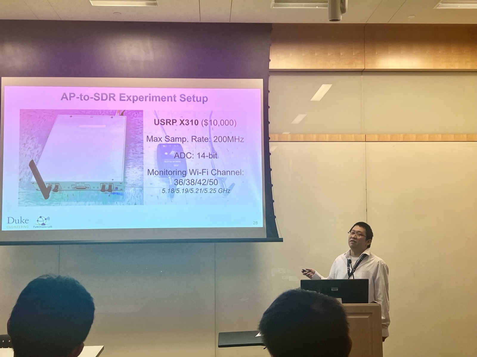 Zhihui presents our work on sub-Nyquist rate spectrum monitoring at ACM MobiHoc in Washington, D.C. (Oct. 2023)